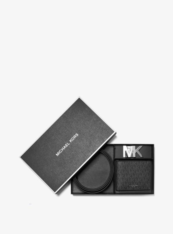 Panske Penazenky Michael Kors Logo Belt and Billfold Set Čierne - Doplnky Michael Kors Sleva | VJDQG-1637
